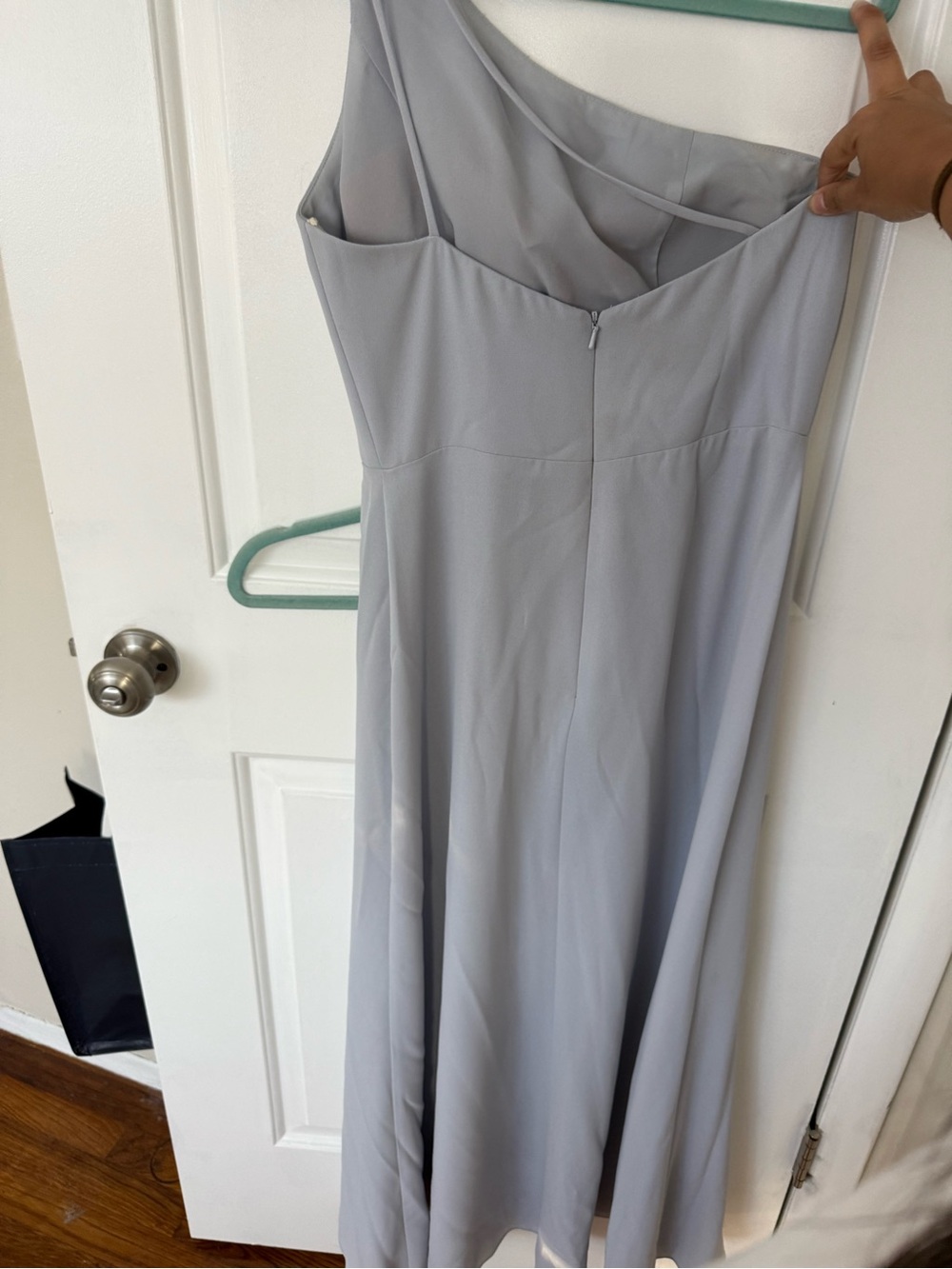 Jenny Yoo One-Shoulder Light Gray Bridesmaid Dress - Picture 2 of 3